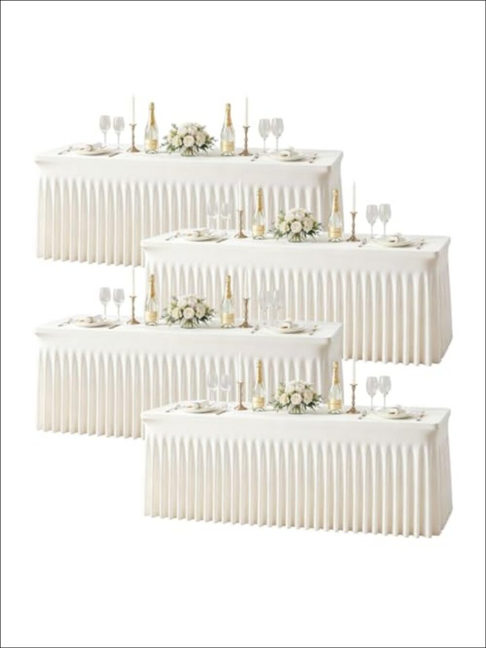 4 Pack Spandex Fitted Tablecloth for 6 Foot Rectangular Tables